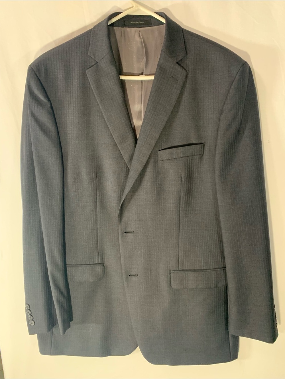 Calvin Klein 46L Charcoal Gray Pinstripe Two-Button Suit Jacket Business Blazer